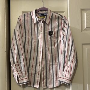 Striped women’s Shirt with Red and Blue Accents
